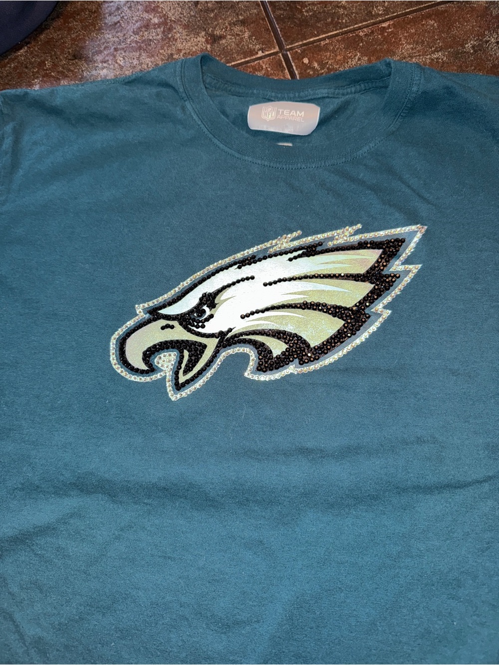 Eagles Graphic long Sleeve Tee with rhinestones